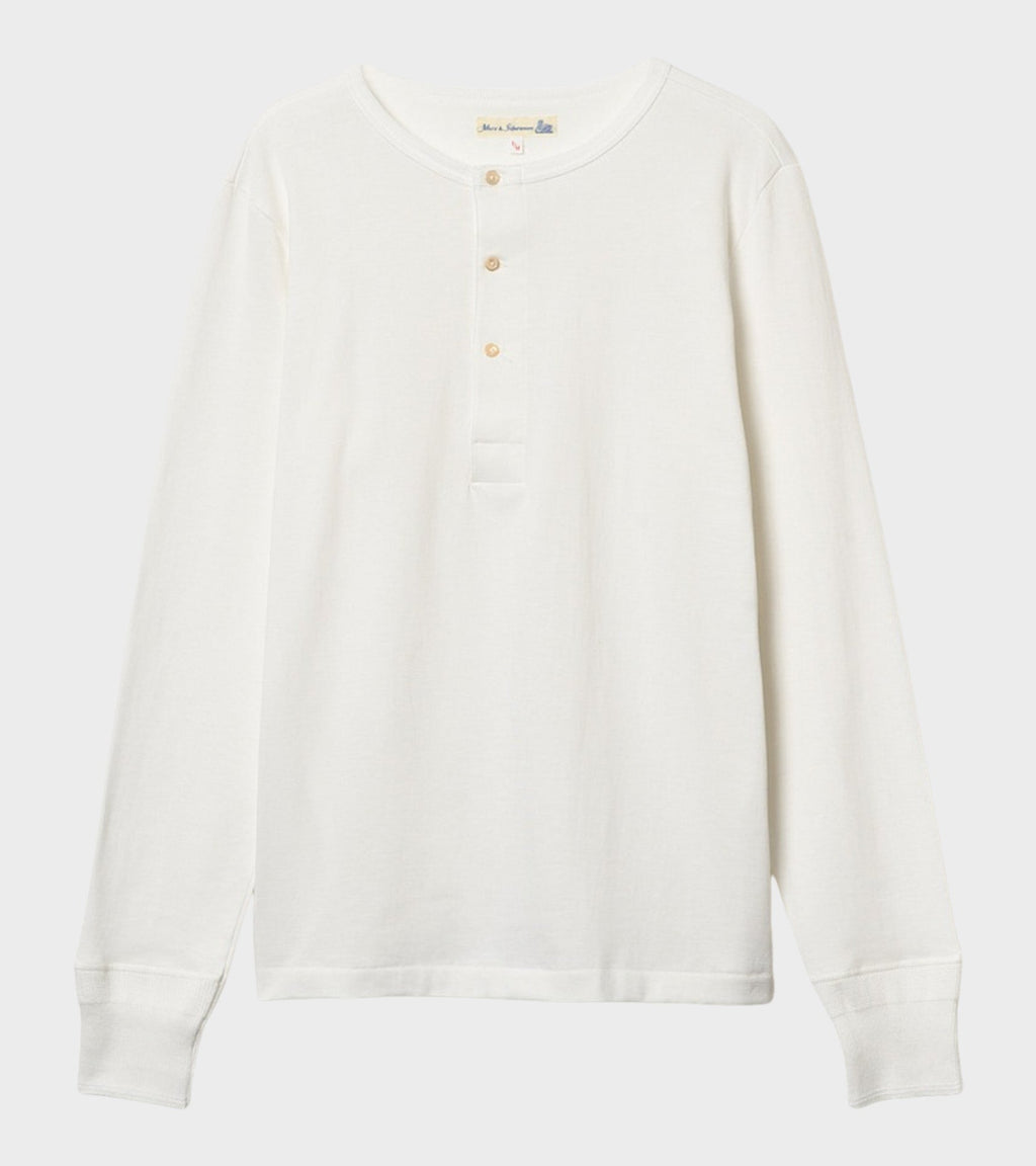 206 Men's Loopwheeled Henley Shirt White
