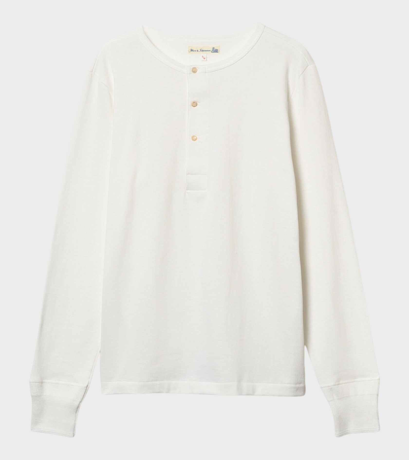 206 Men's Loopwheeled Henley Shirt White