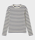 Ribbed Cotton Jersey Stripe L/S T-shirt Bluejay