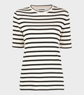 Ribbed Cotton Jersey Stripe T-shirt Open Grey