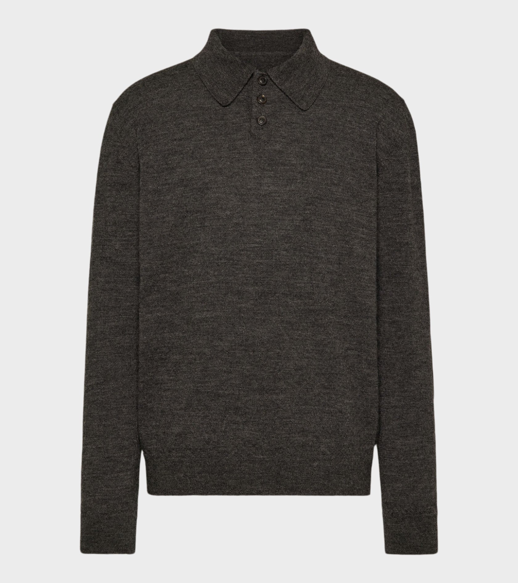 Elbow Patch Wool Polo Charcoal