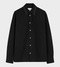 Wool Poplin Stud Shirt Black