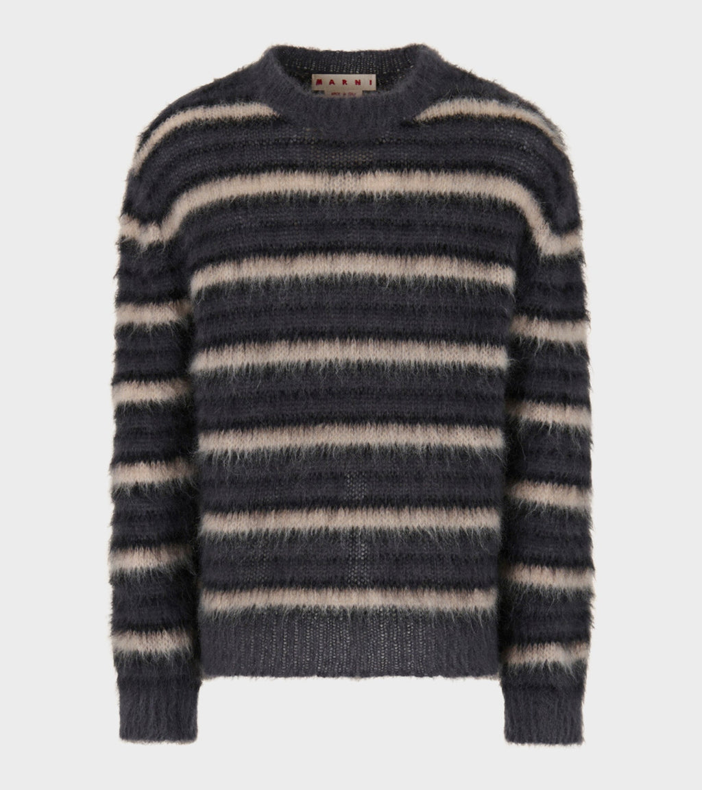 Striped Mohair Jumper Dark Grey