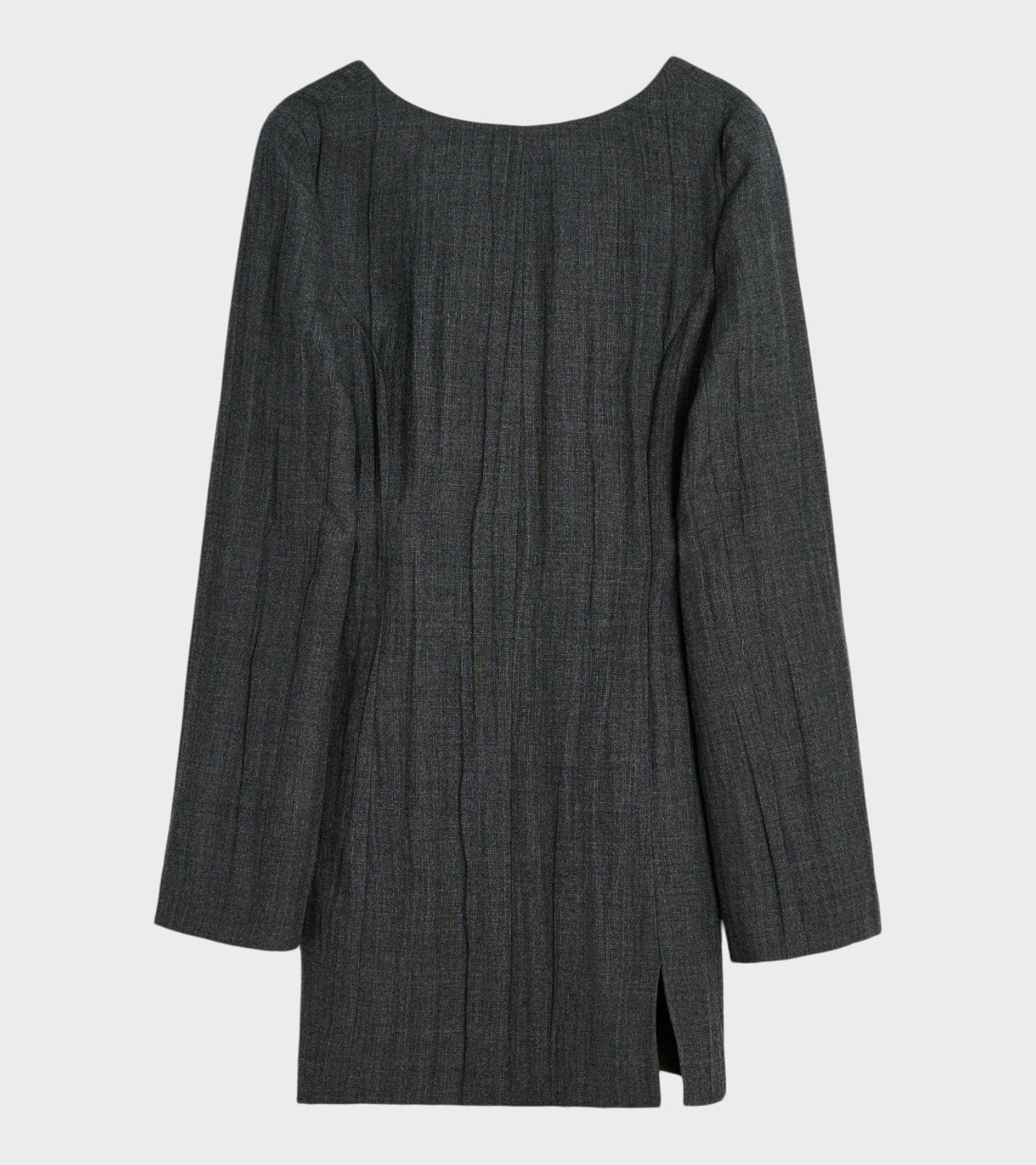W Firm Dress Stone Grey Plisse Wool
