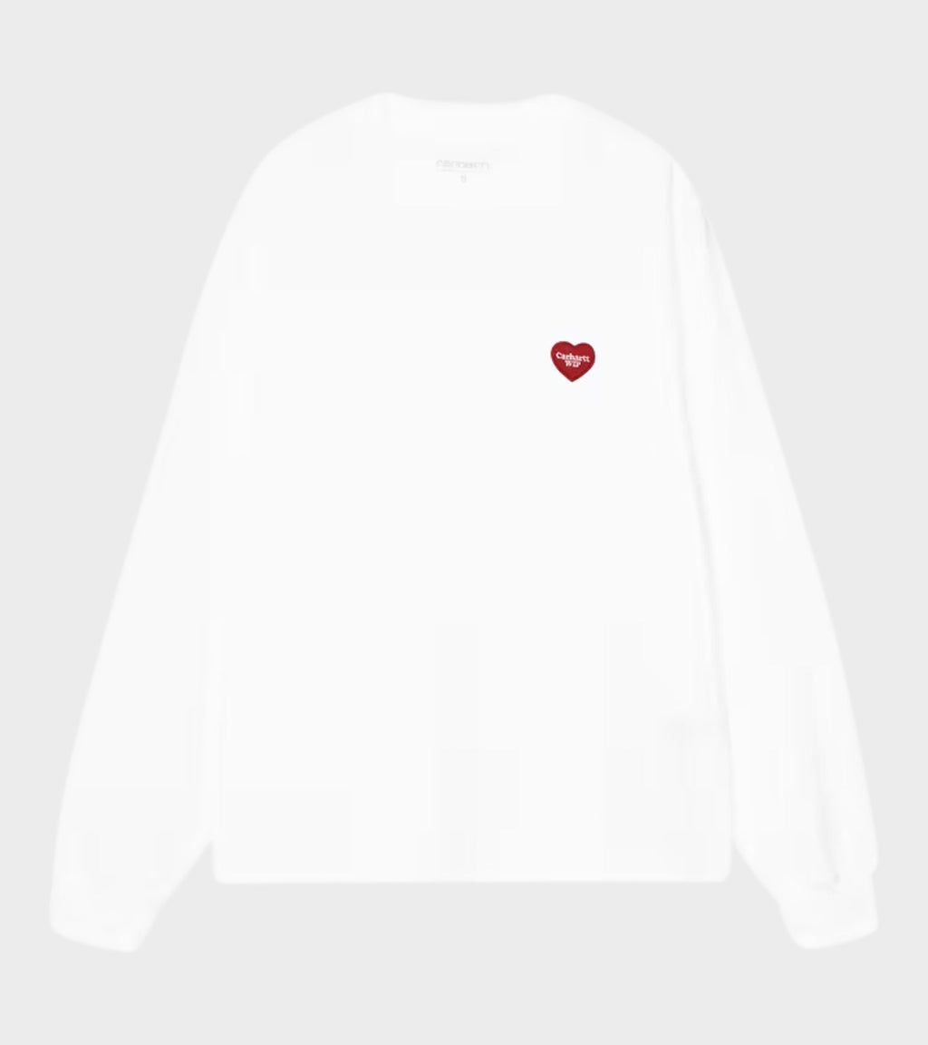 W L/S Heart Patch T-shirt White