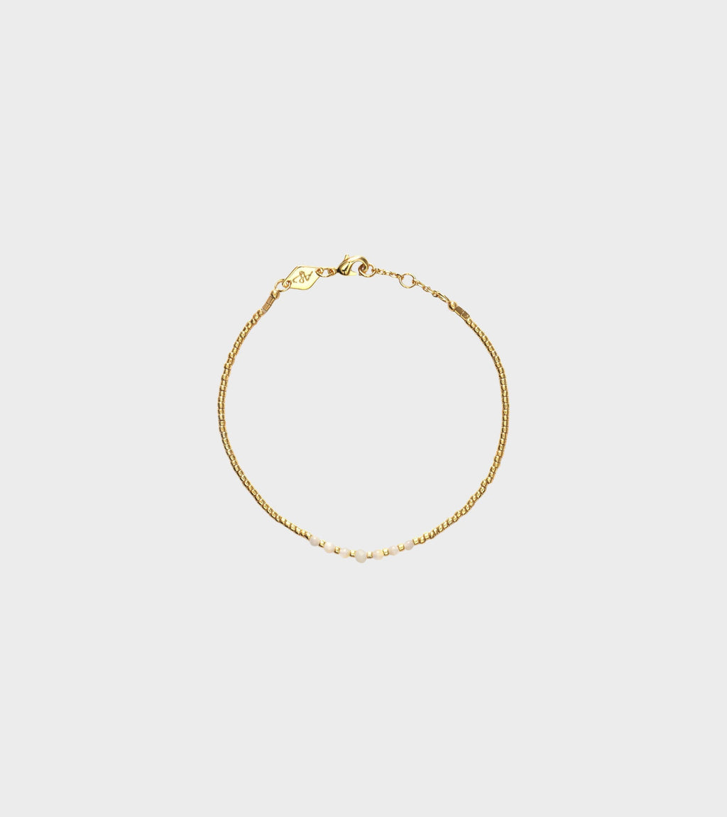 Bead &amp; Gem Bracelet Pearl