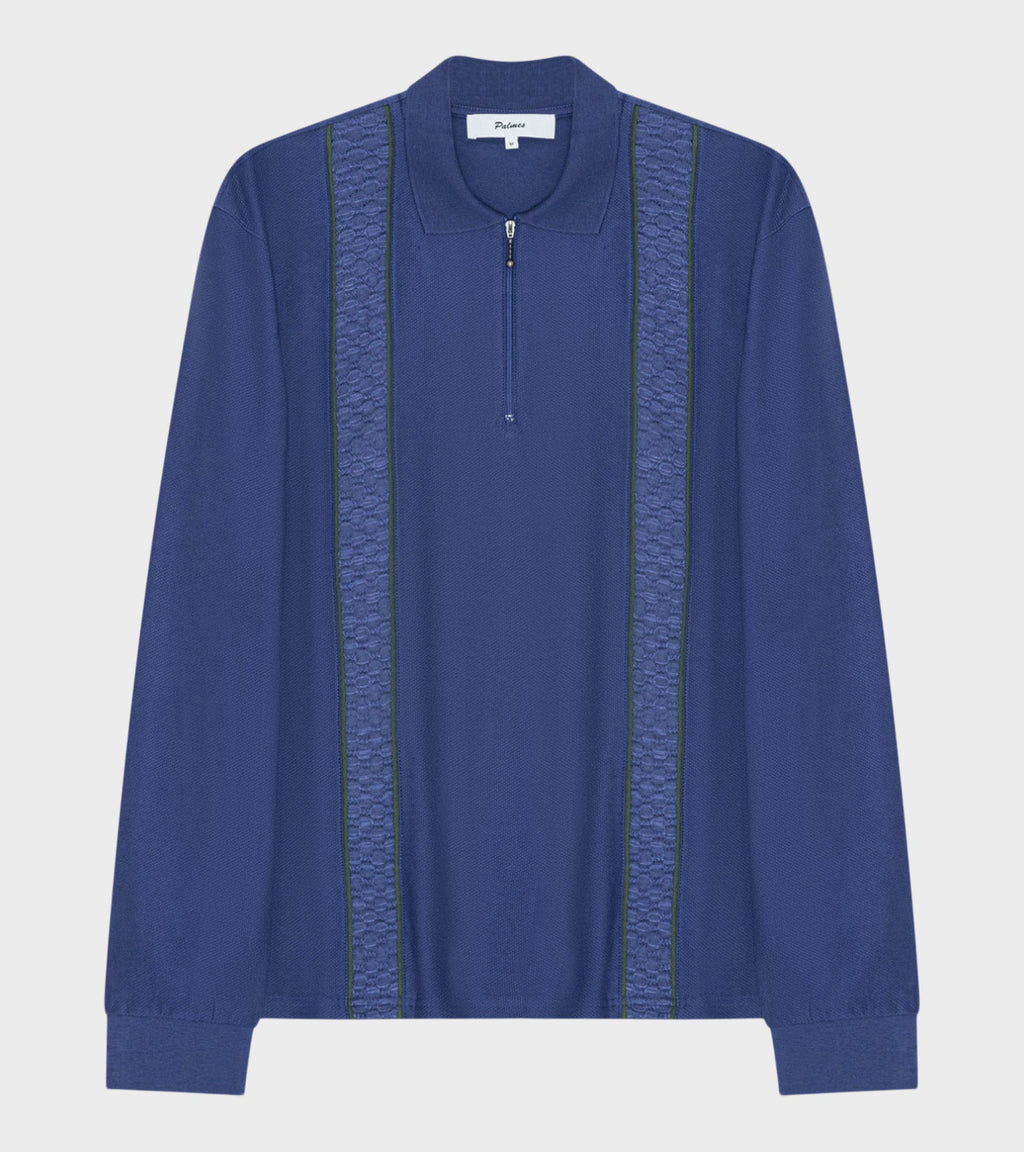 Lace L/S Zip Polo Blue