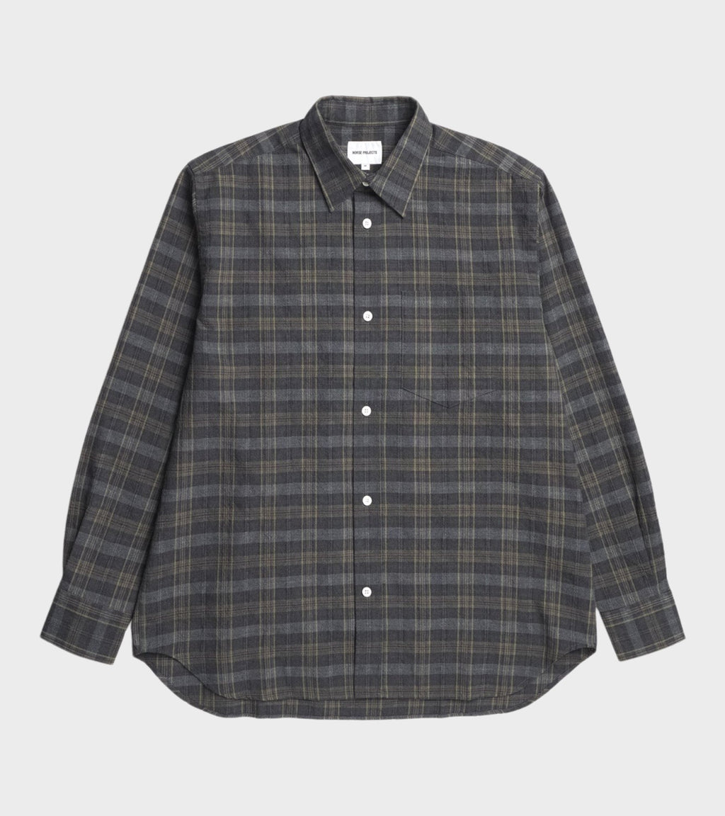 Ole Oversize Wool Check Shirt Charcoal Grey
