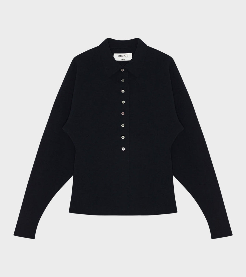 Lay3 Point Collar Cardigan Ink