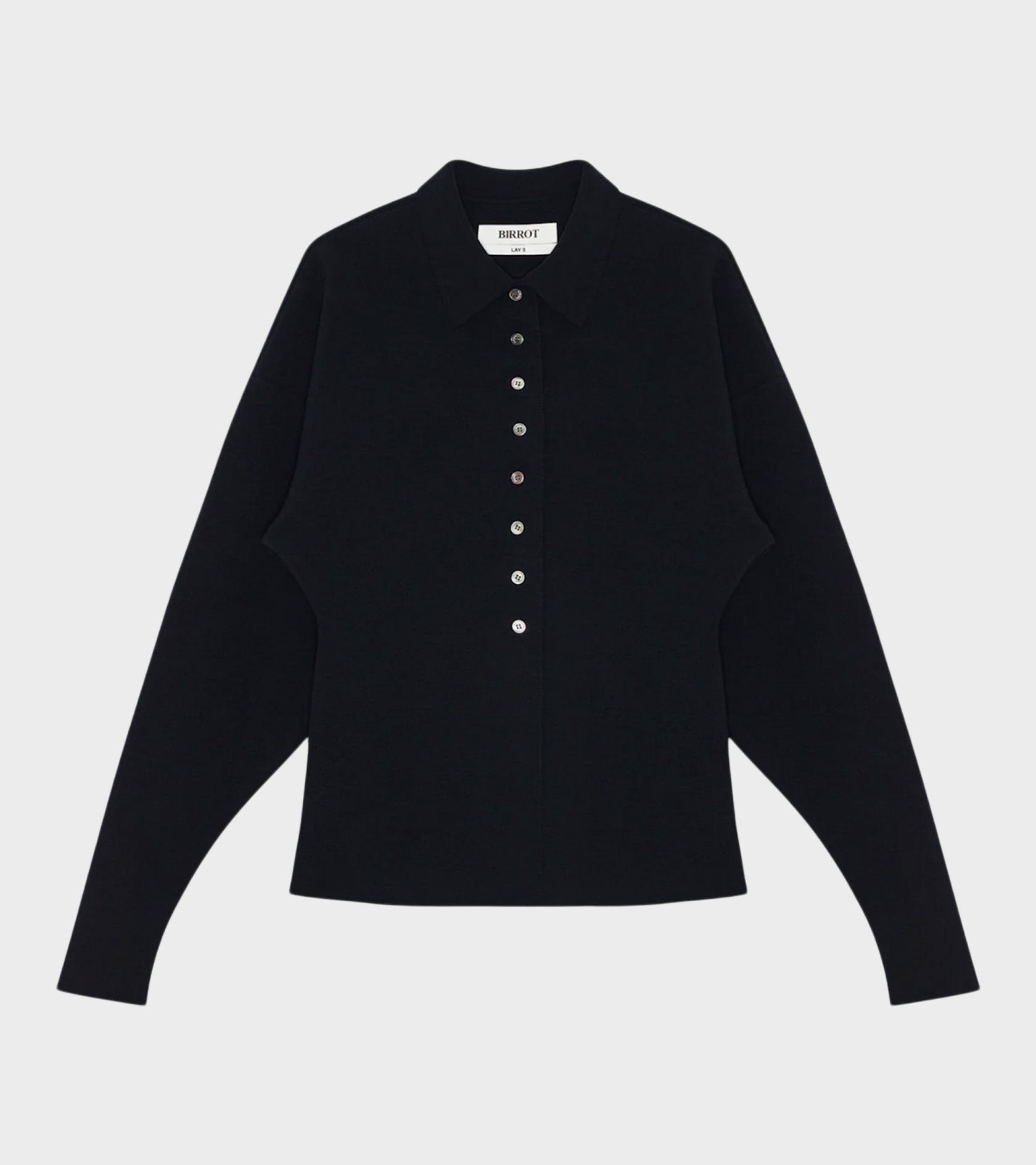 Lay3 Point Collar Cardigan Ink