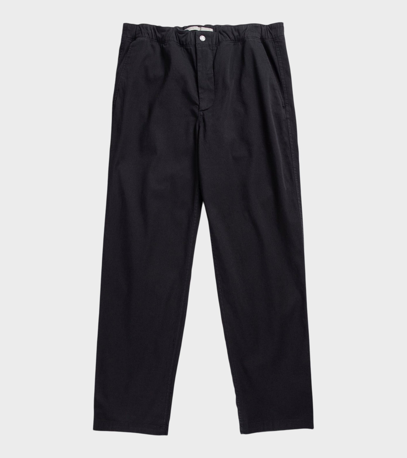 Ezra Relaxed Organic Stretch Twill Trousers Black