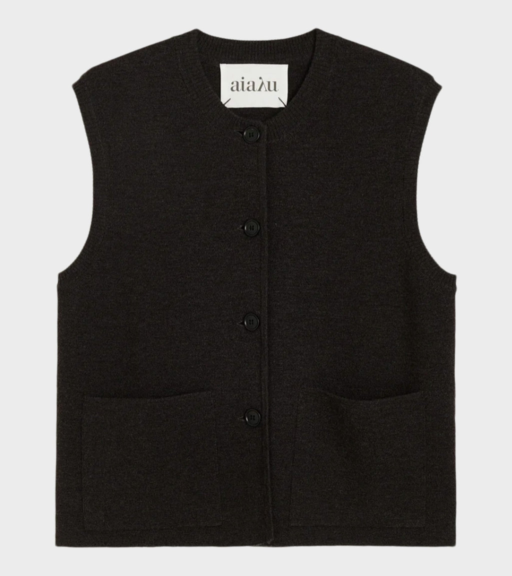 Elva Vest Dark Brown Melange
