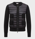 Padded Four Pockets Merino Wool Zip Up Cardigan Black