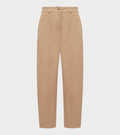 Straight Leg Cotton Trousers Beige
