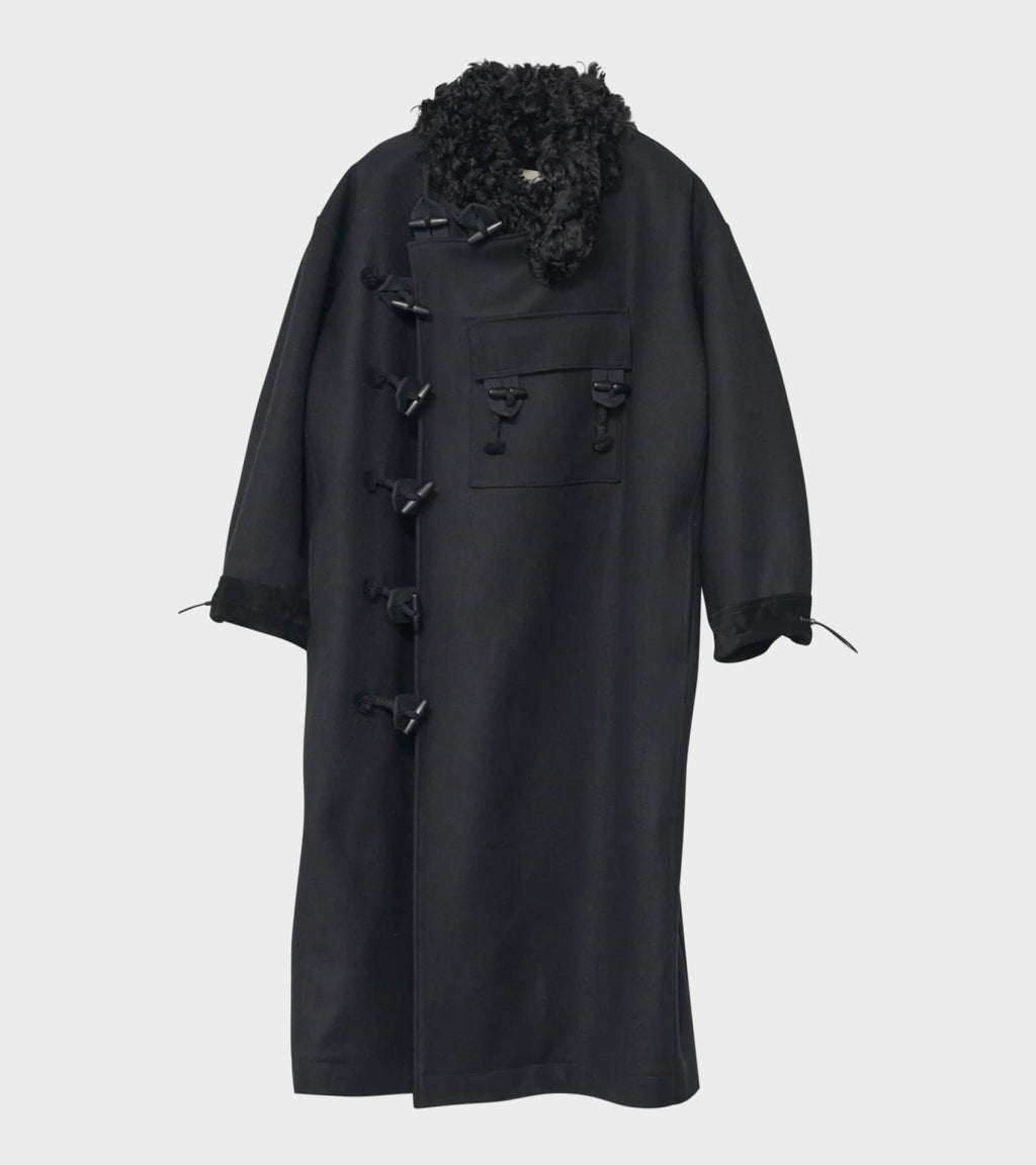 Hainsworth Wool Officer Coat Black