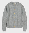 Double-Faced Wool Crewneck Cardigan Light Grey