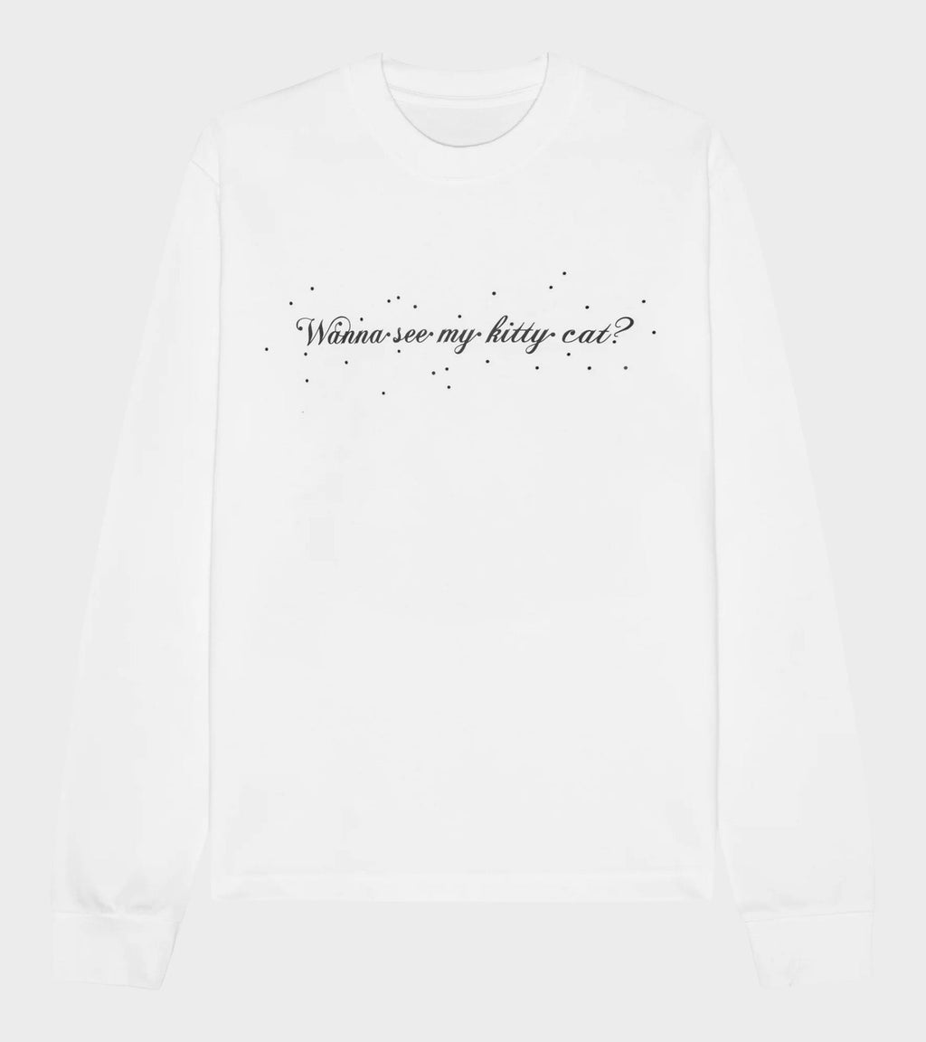 Oversized L/S Cat T-shirt White