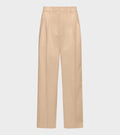 Cotton Wide-leg Tailored Trousers Beige
