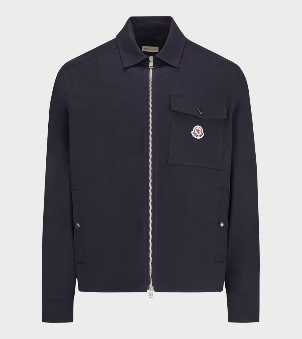 Cotton Blend Shirt Jacket Navy Blue