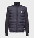 Sleeve Knit Logo Padded Zip-up Cardigan Navy Blue
