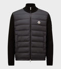 Sleeve Knit Logo Padded Zip-up Cardigan Black