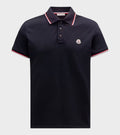 Tricolour Cotton Piqué S/S Polo Dark Blue