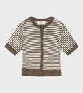 Carmine Cardigan White/Brown Melange Stripe