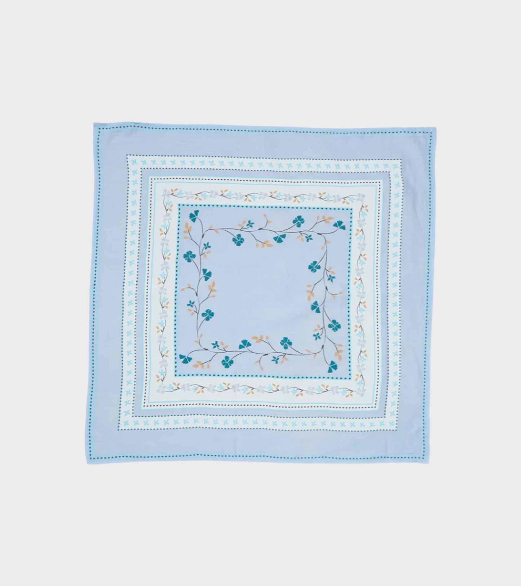 Floral Scarf 55x55 Aqua
