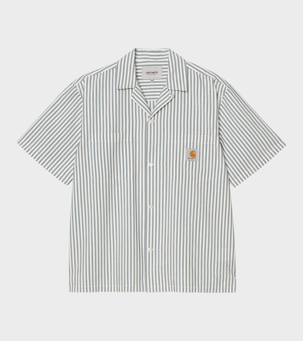 S/S Leavel Stripe Shirt Blue River/Wax