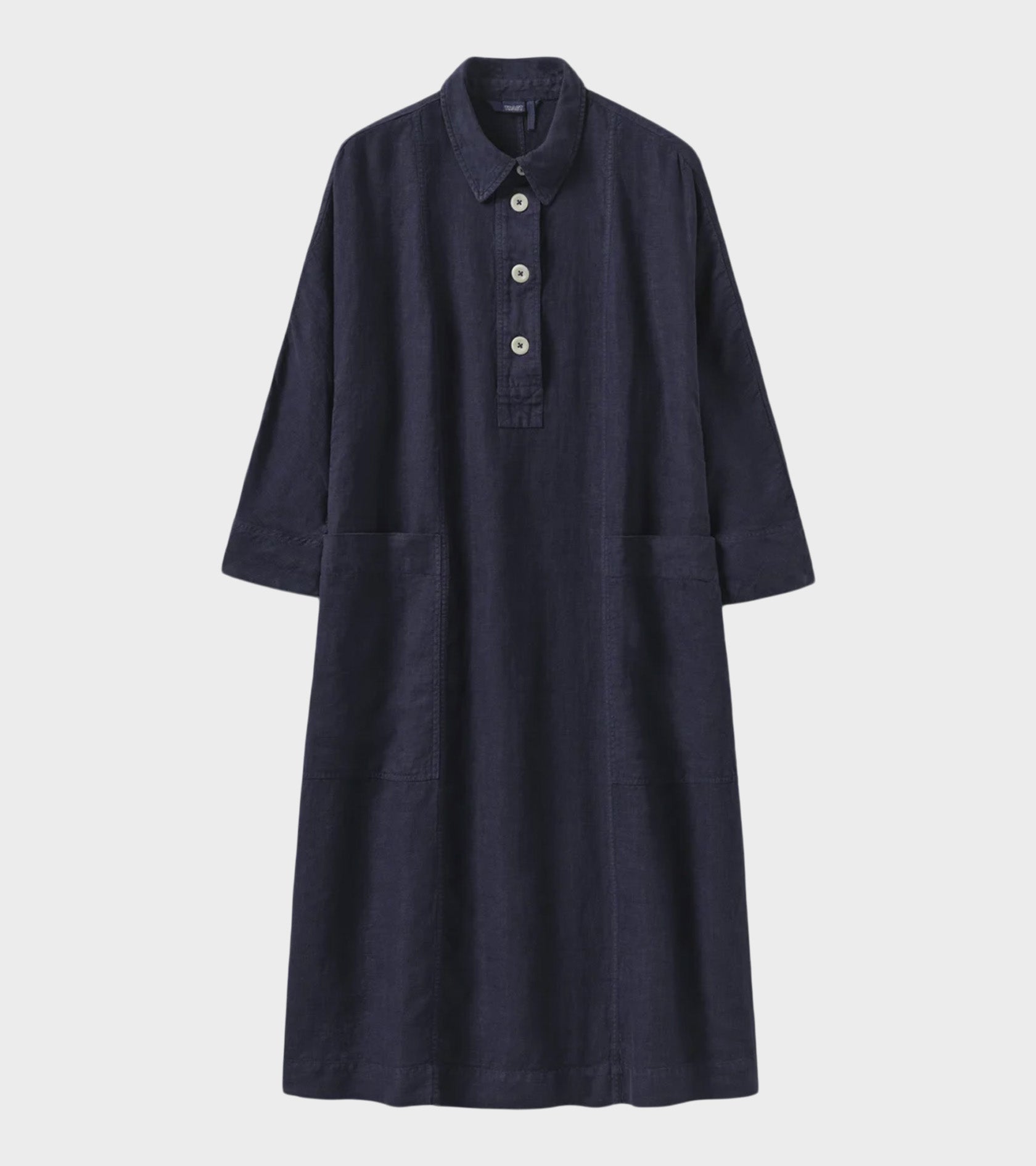Garment Dyed Linen Tunic Dress Blueberry