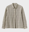 Half Placket Check Cotton Shirt Ecru/Rich Soil