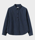 Railroad Stripe Popover Smock Shirt Denim Blue