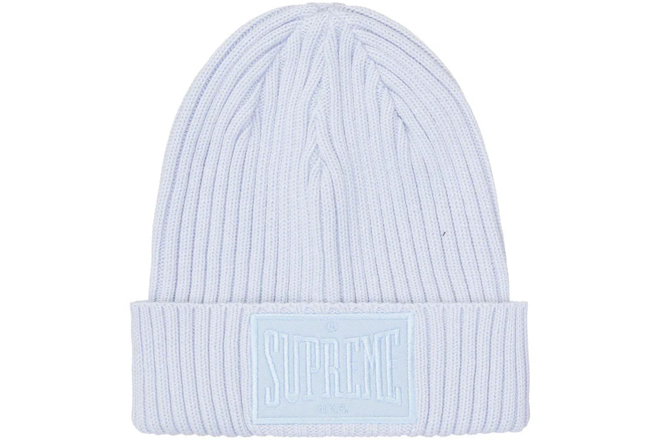 SUPREME OVERDYED PATCH BEANIE LIGHT BLUE