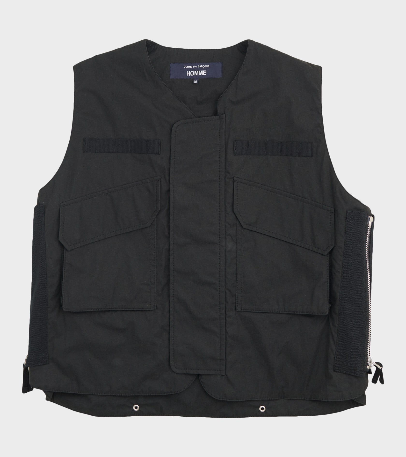 Cotton Vest with Zippers Black