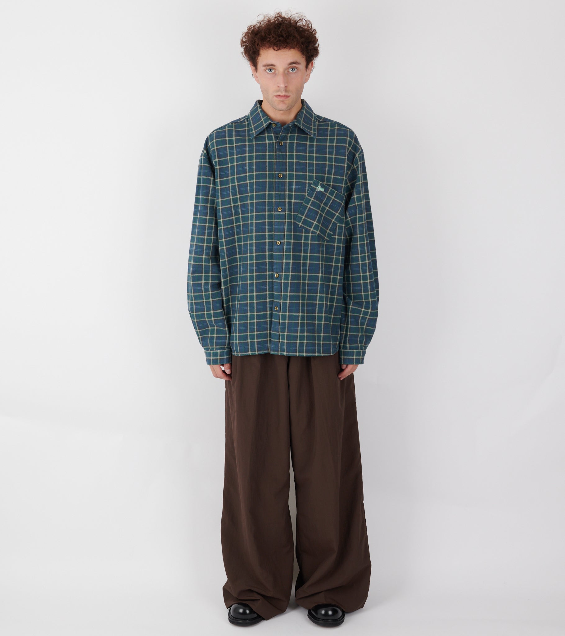 Pleated Nylon Suit Trousers Dark Brown