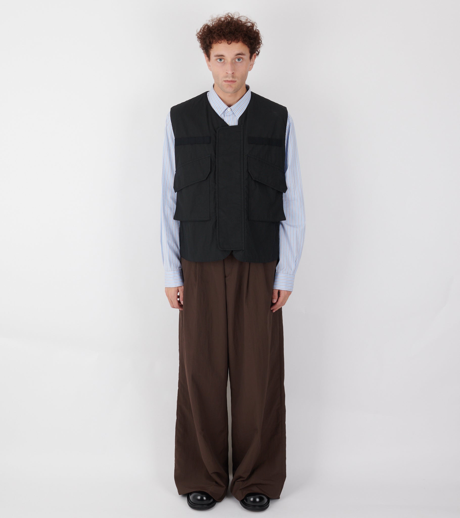 Cotton Vest with Zippers Black