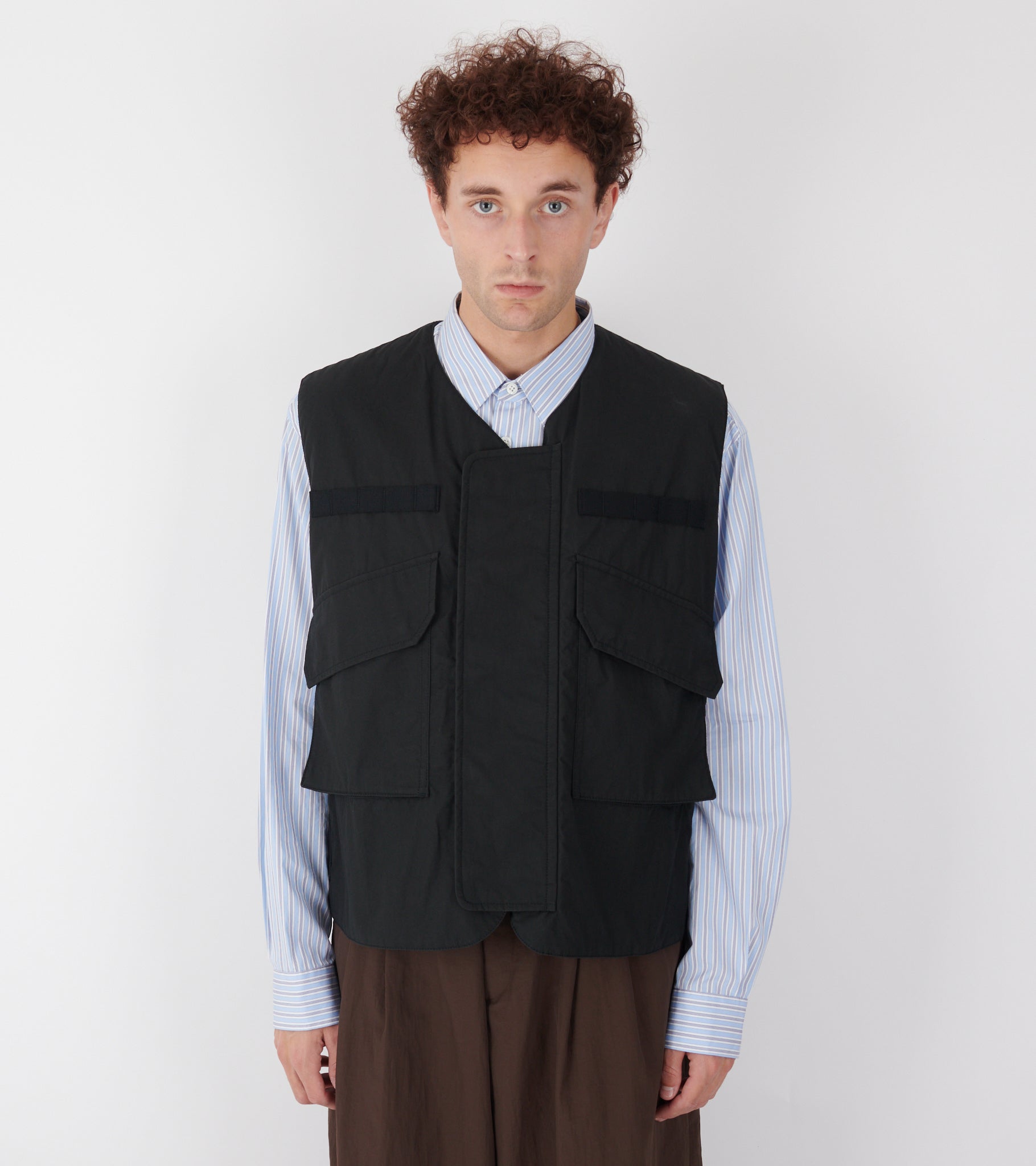 Cotton Vest with Zippers Black
