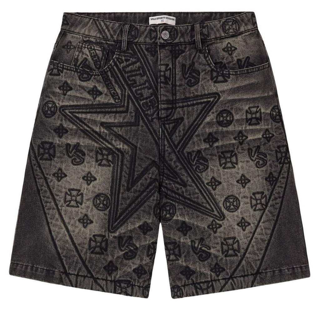 VALE FOREVER SPADE DENIM SHORTS BLACK