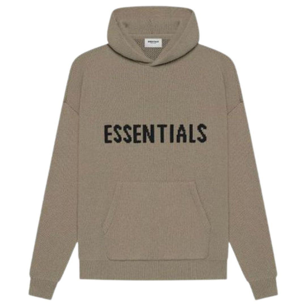 ESSENTIALS FOG KNIT HOODIE TAUPE SS21