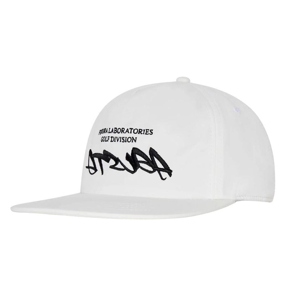 MALBON FUTURA ATSUGA POLY 5 PANEL SNAPBACK WHITE