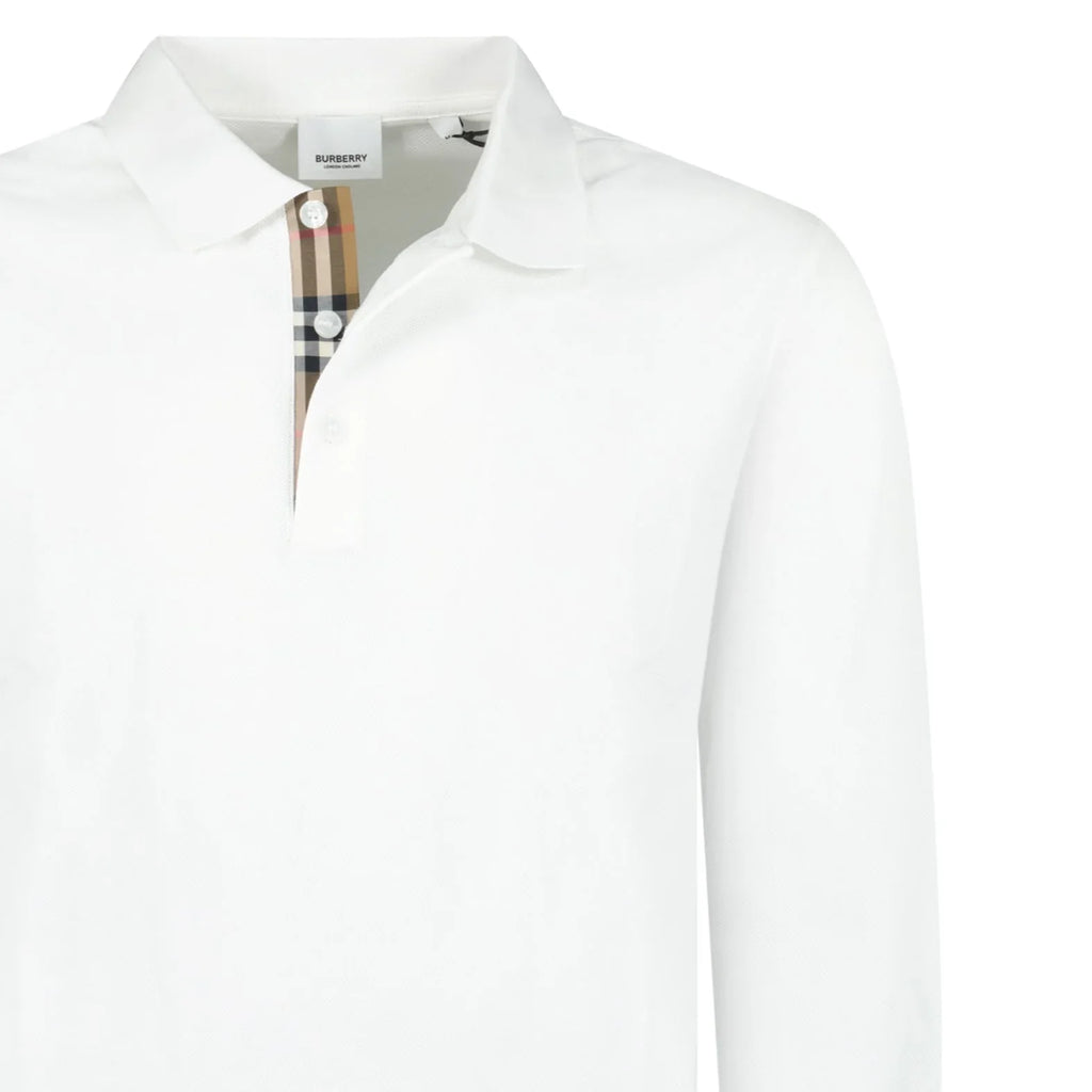 Burberry White Long Sleeved Poio Shirt