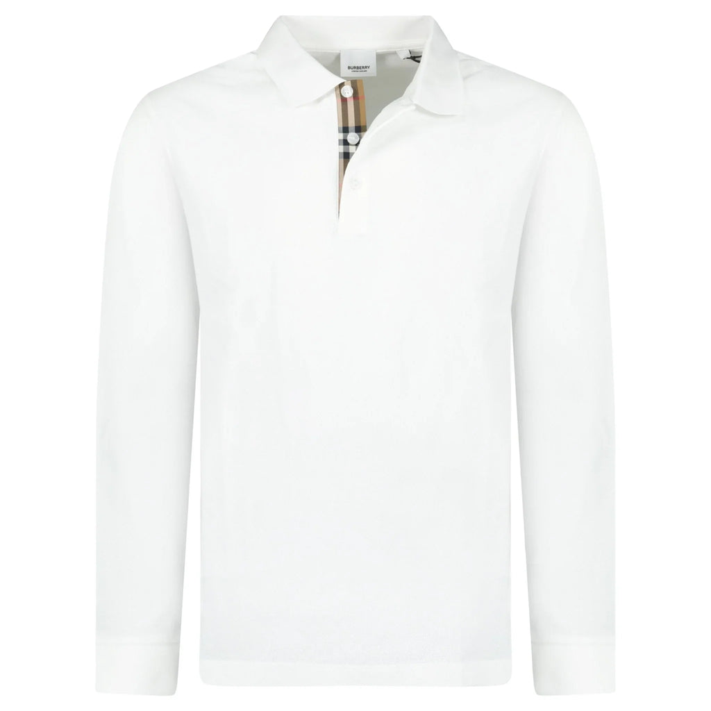 Burberry White Long Sleeved Poio Shirt
