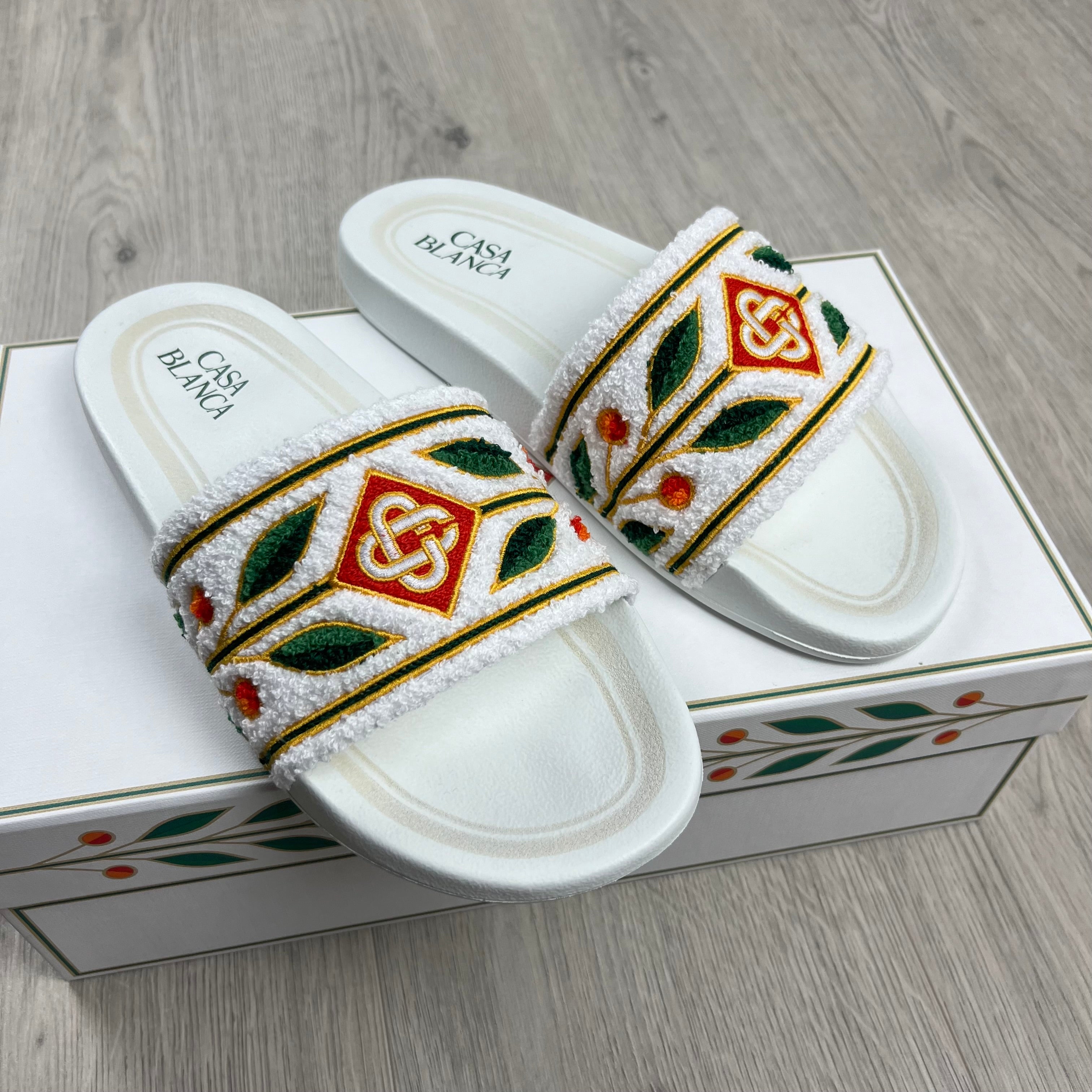 Casablanca Laurel Terry Slides - White