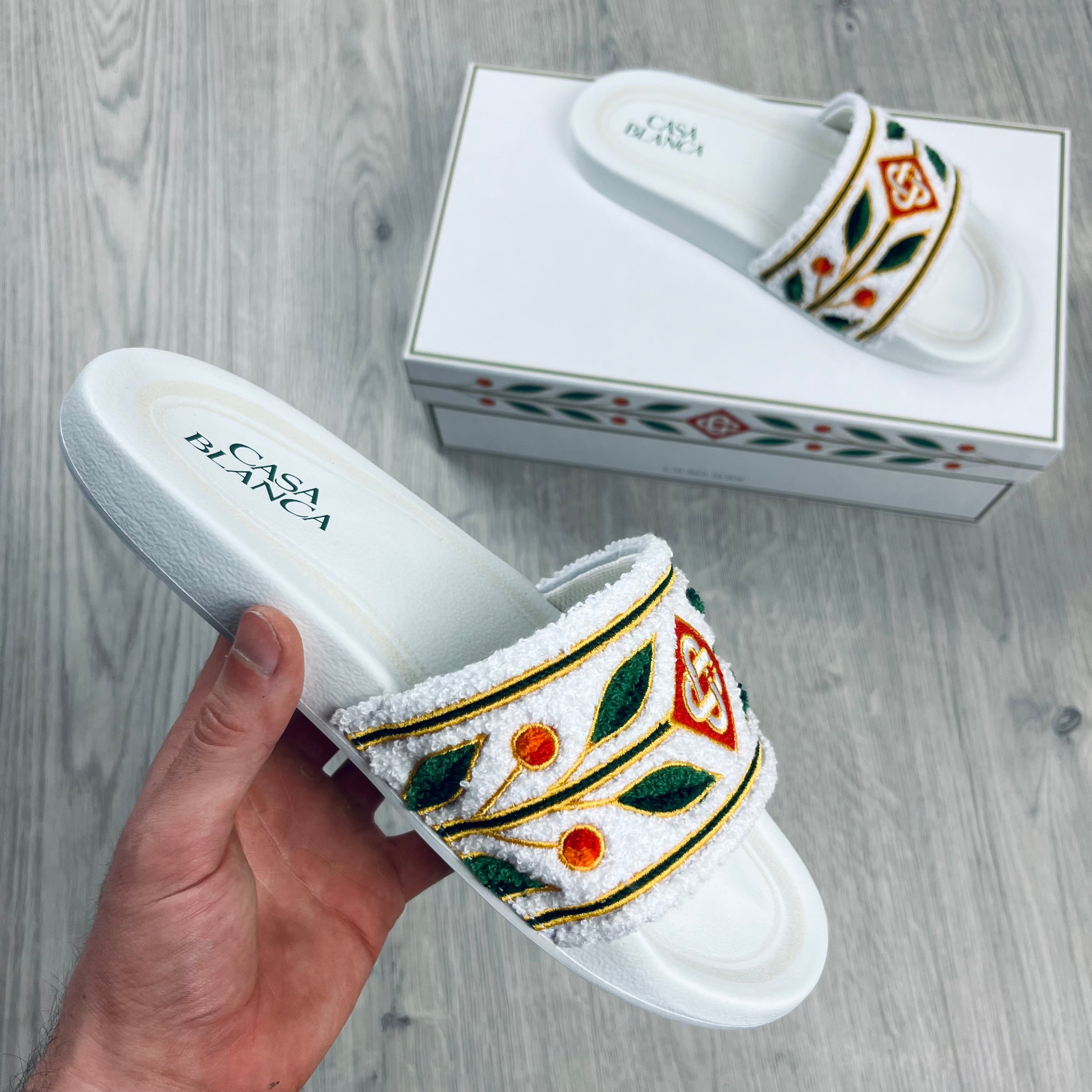 Casablanca Laurel Terry Slides - White