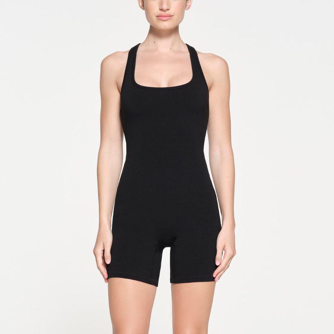 SKIMS OUTDOOR MID THIGH JUMPSUIT ONYX