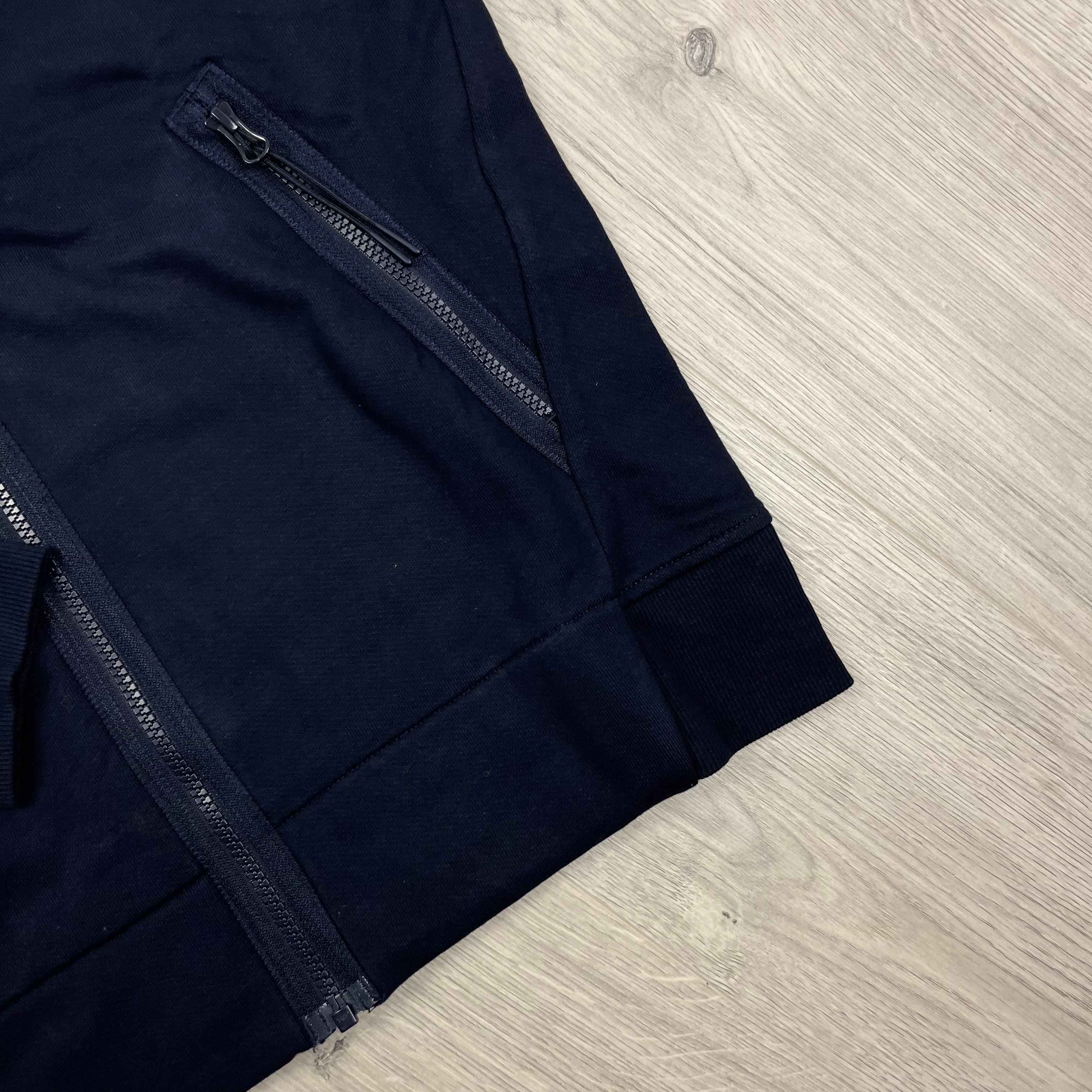 CP Company Raised Fleece Zip Hoodie - Navy