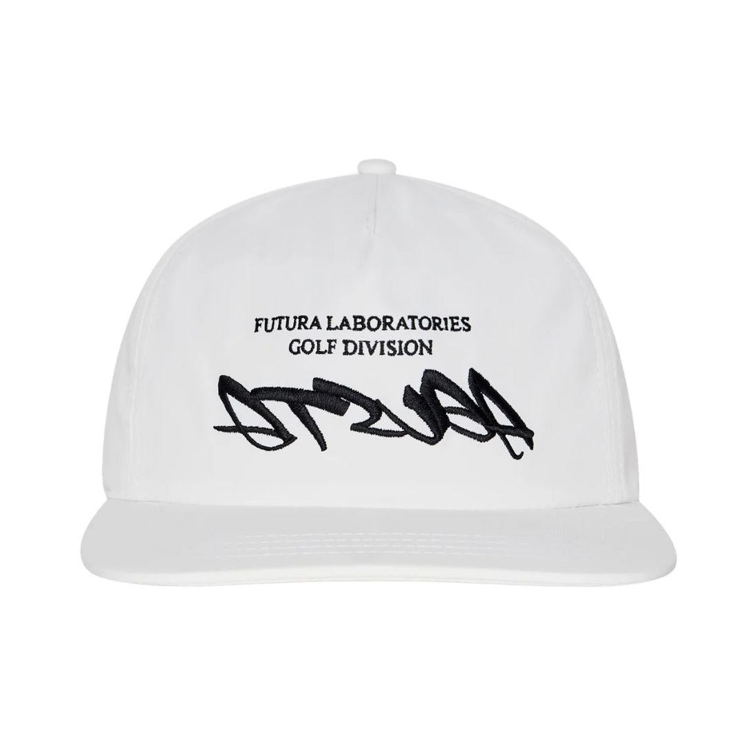 MALBON FUTURA ATSUGA POLY 5 PANEL SNAPBACK WHITE