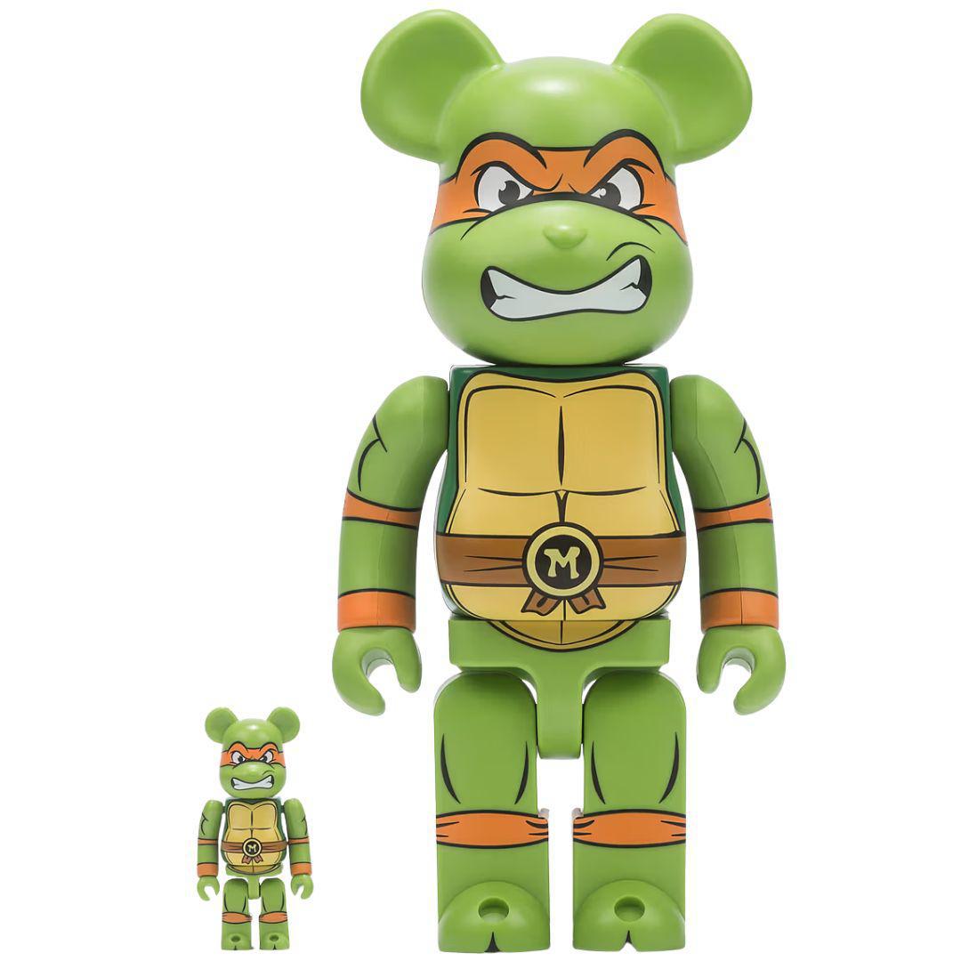 BEARBRICK X TMNT MICHAELANGELO 400% & 100% SET