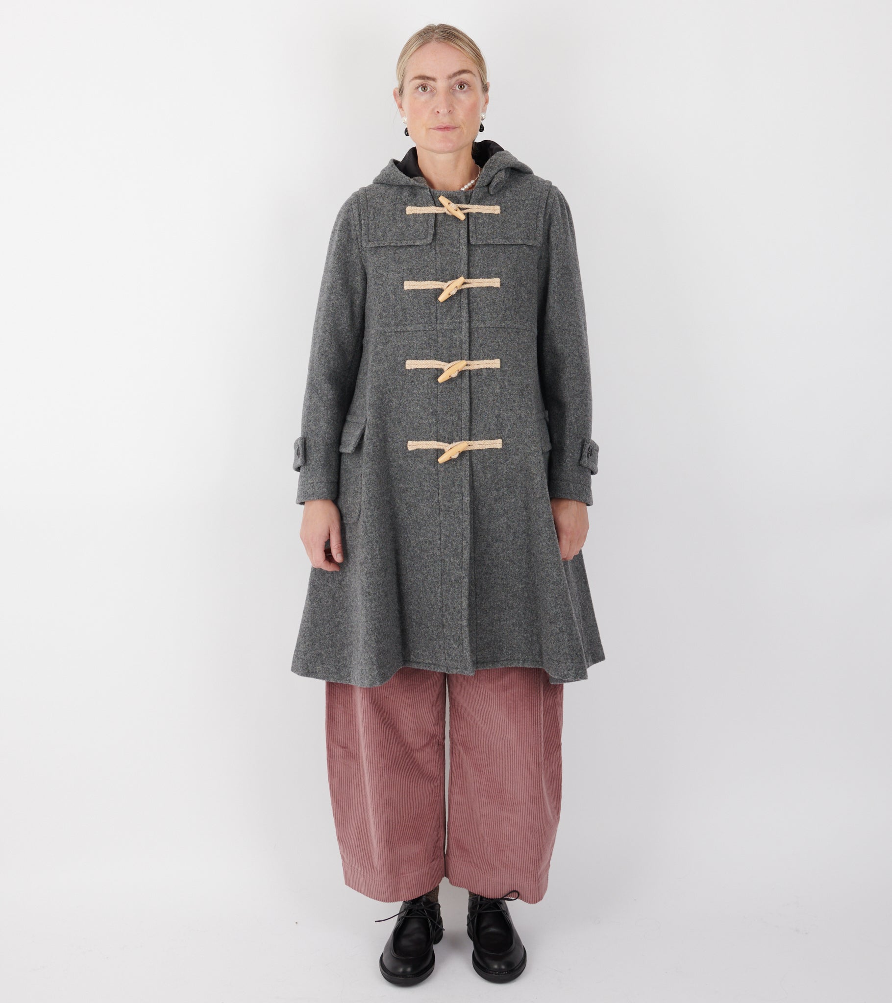 Hooded Wool Coat Grey
