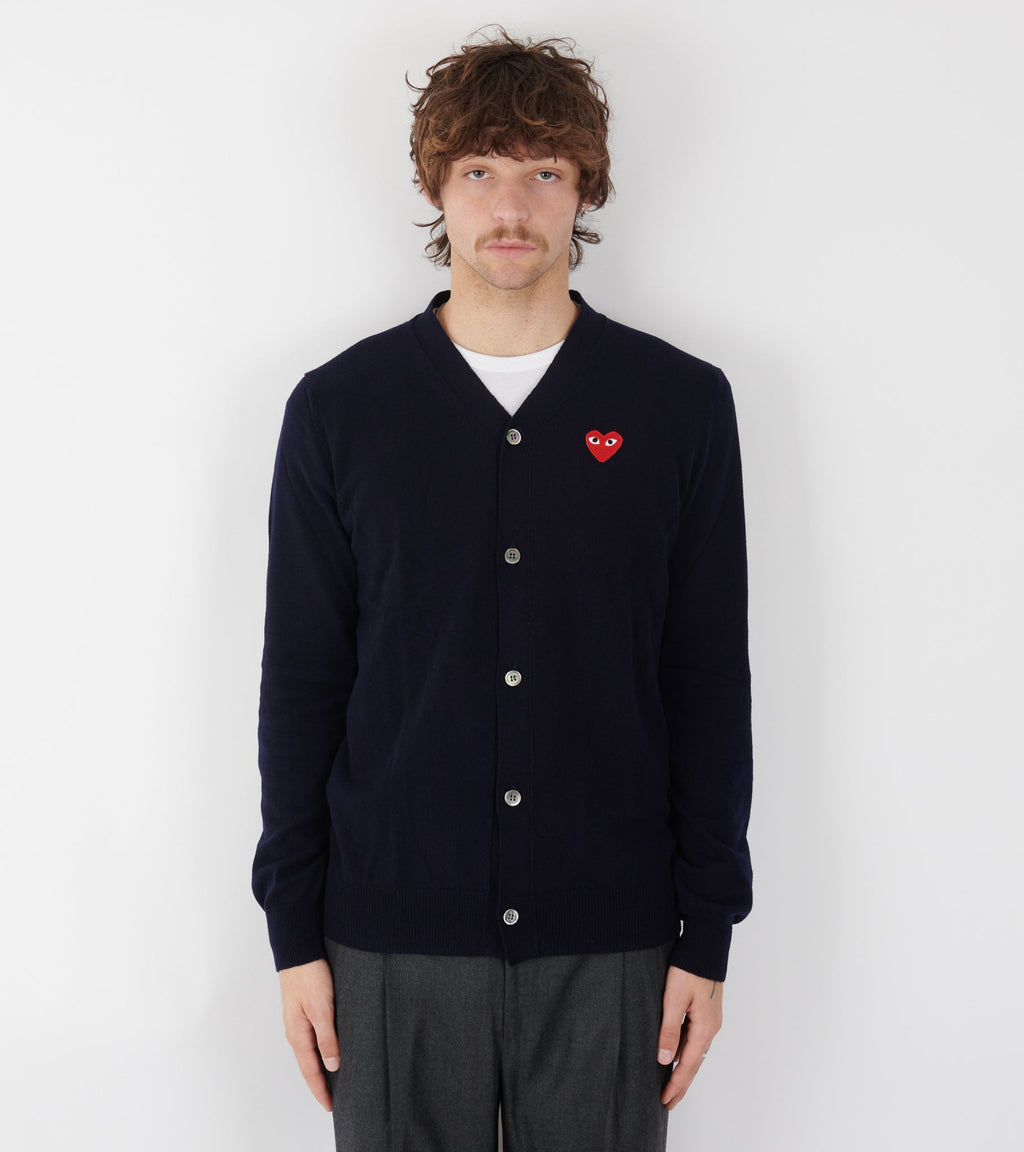 U Red Heart V-neck Cardigan Navy